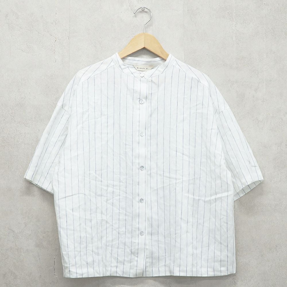 Branch m‘.,ブランチエム,ナチュラル,30代,40代,50代,60代,リネン,ゆったり,blouse,ブラウス,シャツ,リネンブラウス,リネンシャツ,ストライプブラウス,ストライプ,リネンストライプ,5分袖,5分袖ブラウス,５分袖シャツ,バンドカラー