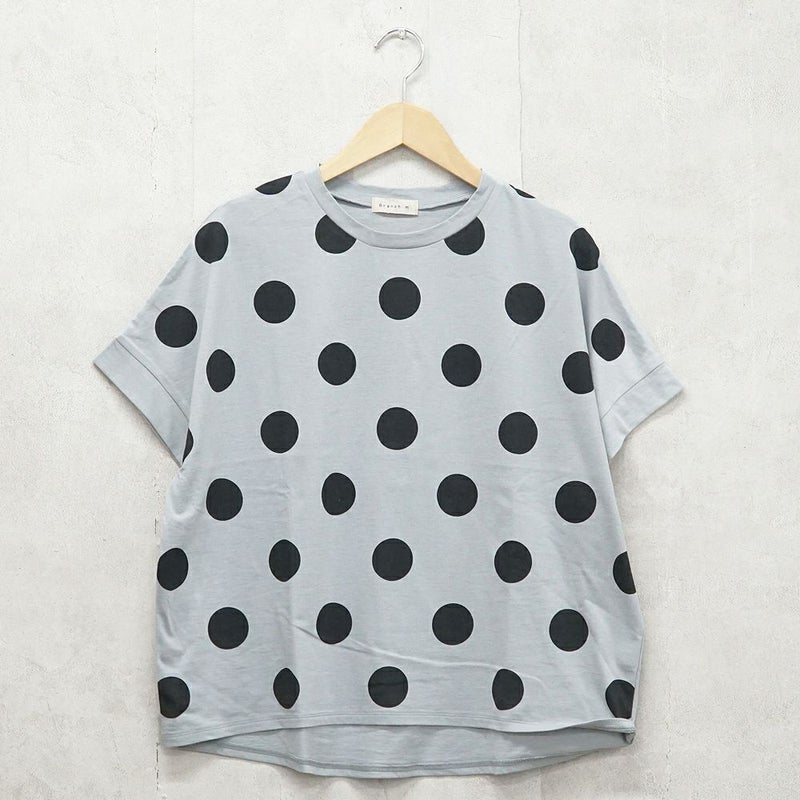 Branch m‘.,ブランチエム,ナチュラル,30代,40代,50代,60代,リネン,ゆったり,blouse,ブラウス,半袖,ドット,ドット柄,Tシャツ,カットソー,半袖Tシャツ,プルオーバー, 