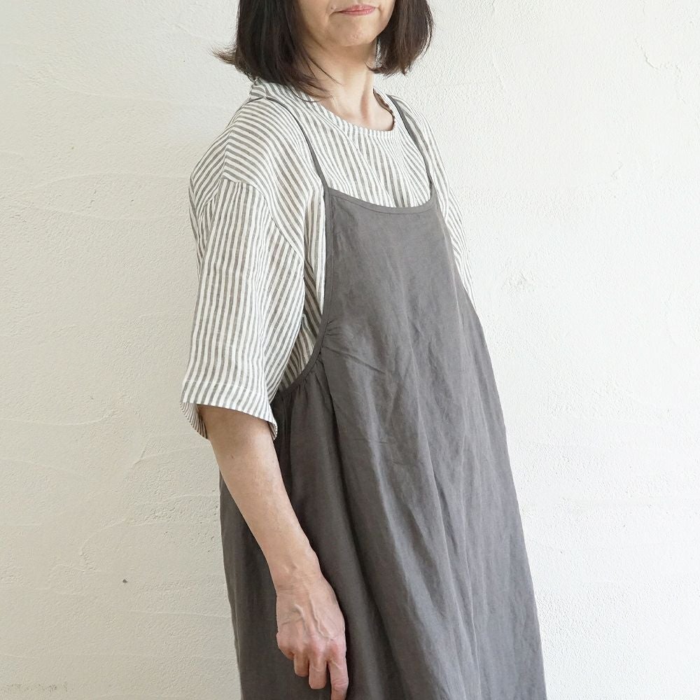 Branch m‘.,ブランチエム,ナチュラル,30代,40代,50代,60代,リネン,ゆったり,blouse,ブラウス,プルオーバー,５分袖プルオーバー,５分袖,ストライプ,ストライプブラウス,ストライプシャツ,リラックス,リラックスプルオーバー
