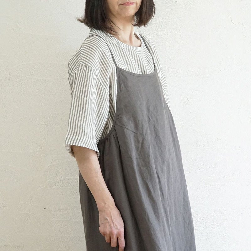 Branch m‘.,ブランチエム,ナチュラル,30代,40代,50代,60代,リネン,ゆったり,blouse,ブラウス,プルオーバー,５分袖プルオーバー,５分袖,ストライプ,ストライプブラウス,ストライプシャツ,リラックス,リラックスプルオーバー