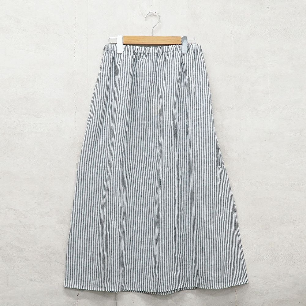 Branch m‘.,ブランチエム,ナチュラル,30代,40代,50代,60代,リネン,ゆったり,スカート,リネンスカート,ストライプ,ストライプスカート,リラックススカート,ギャザースカート,フレアスカート