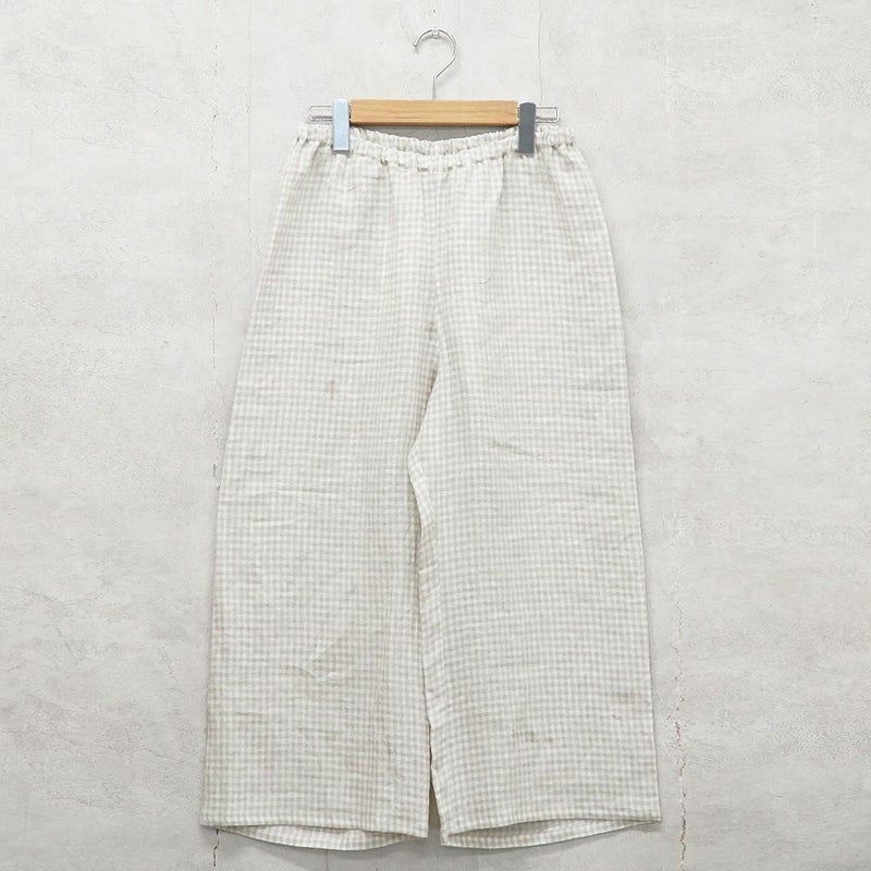 Branch m‘.,ブランチエム,ナチュラル,30代,40代,50代,60代,リネン,ゆったり,パンツ,リネンパンツ,ワイドストレートパンツ,ワイドパンツ,ぺチパンツ,インナーパンツ,アンダーパンツ,ギンガムチェック,チェック柄