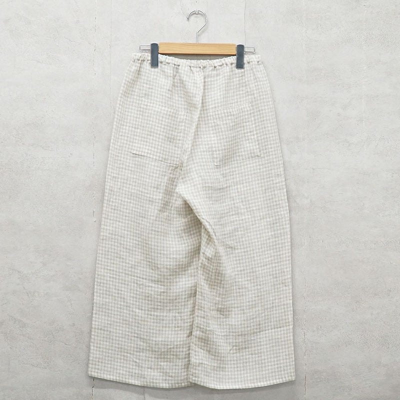 Branch m‘.,ブランチエム,ナチュラル,30代,40代,50代,60代,リネン,ゆったり,パンツ,リネンパンツ,ワイドストレートパンツ,ワイドパンツ,ぺチパンツ,インナーパンツ,アンダーパンツ,ギンガムチェック,チェック柄