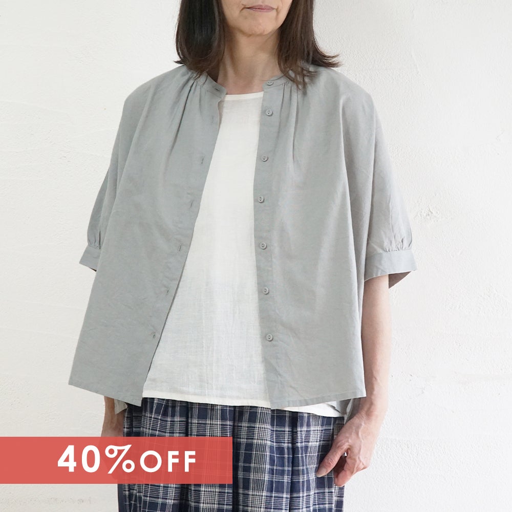 Branch m‘.,ブランチエム,ナチュラル,30代,40代,50代,60代,リネン,ゆったり,blouse,ブラウス,半袖,コットンリネン,ドルマンブラウス,ドルマンスリーブ
