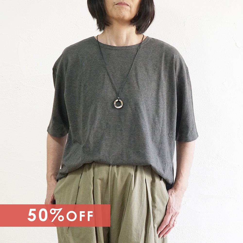 Branch m‘.,ブランチエム,ナチュラル,30代,40代,50代,60代,コットン,ゆったり,綿,Tシャツ,ビッグシルエット,オーバーシルエット,オーバーサイズ,カットソー,５分袖,５分袖Tシャツ