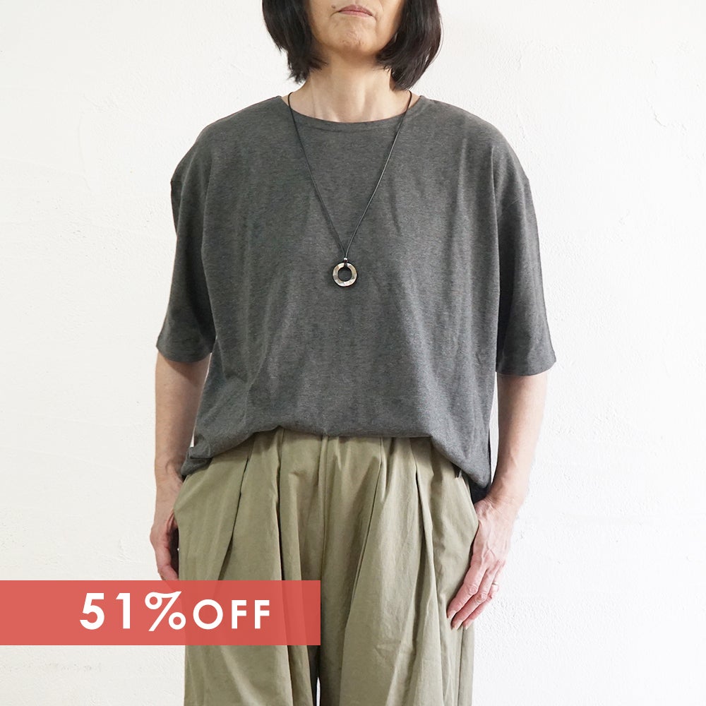 Branch m‘.,ブランチエム,ナチュラル,30代,40代,50代,60代,コットン,ゆったり,綿,Tシャツ,ビッグシルエット,オーバーシルエット,オーバーサイズ,カットソー,５分袖,５分袖Tシャツ