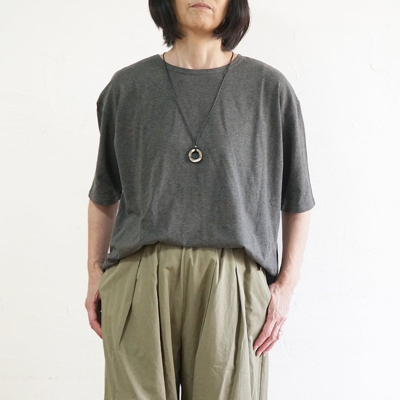 Branch m‘.,ブランチエム,ナチュラル,30代,40代,50代,60代,コットン,ゆったり,綿,Tシャツ,ビッグシルエット,オーバーシルエット,オーバーサイズ,カットソー,５分袖,５分袖Tシャツ