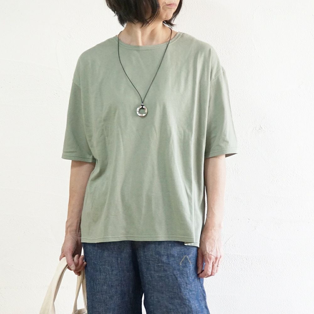 Branch m‘.,ブランチエム,ナチュラル,30代,40代,50代,60代,コットン,ゆったり,綿,Tシャツ,ビッグシルエット,オーバーシルエット,オーバーサイズ,カットソー,５分袖,５分袖Tシャツ