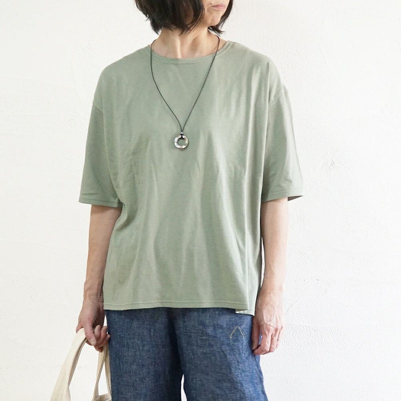 Branch m‘.,ブランチエム,ナチュラル,30代,40代,50代,60代,コットン,ゆったり,綿,Tシャツ,ビッグシルエット,オーバーシルエット,オーバーサイズ,カットソー,５分袖,５分袖Tシャツ