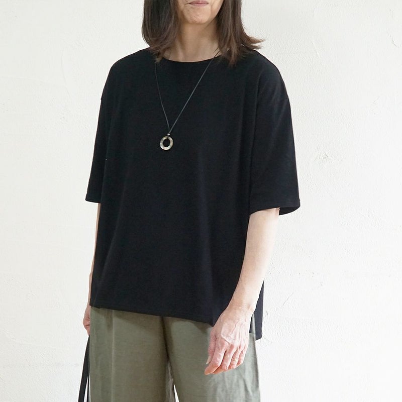 Branch m‘.,ブランチエム,ナチュラル,30代,40代,50代,60代,コットン,ゆったり,綿,Tシャツ,ビッグシルエット,オーバーシルエット,オーバーサイズ,カットソー,５分袖,５分袖Tシャツ