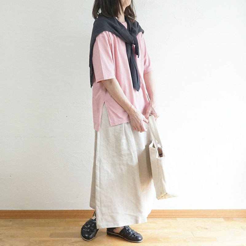 Branch m‘.,ブランチエム,ナチュラル,30代,40代,50代,60代,コットン,ゆったり,綿,Tシャツ,ビッグシルエット,オーバーシルエット,オーバーサイズ,カットソー,５分袖,５分袖Tシャツ