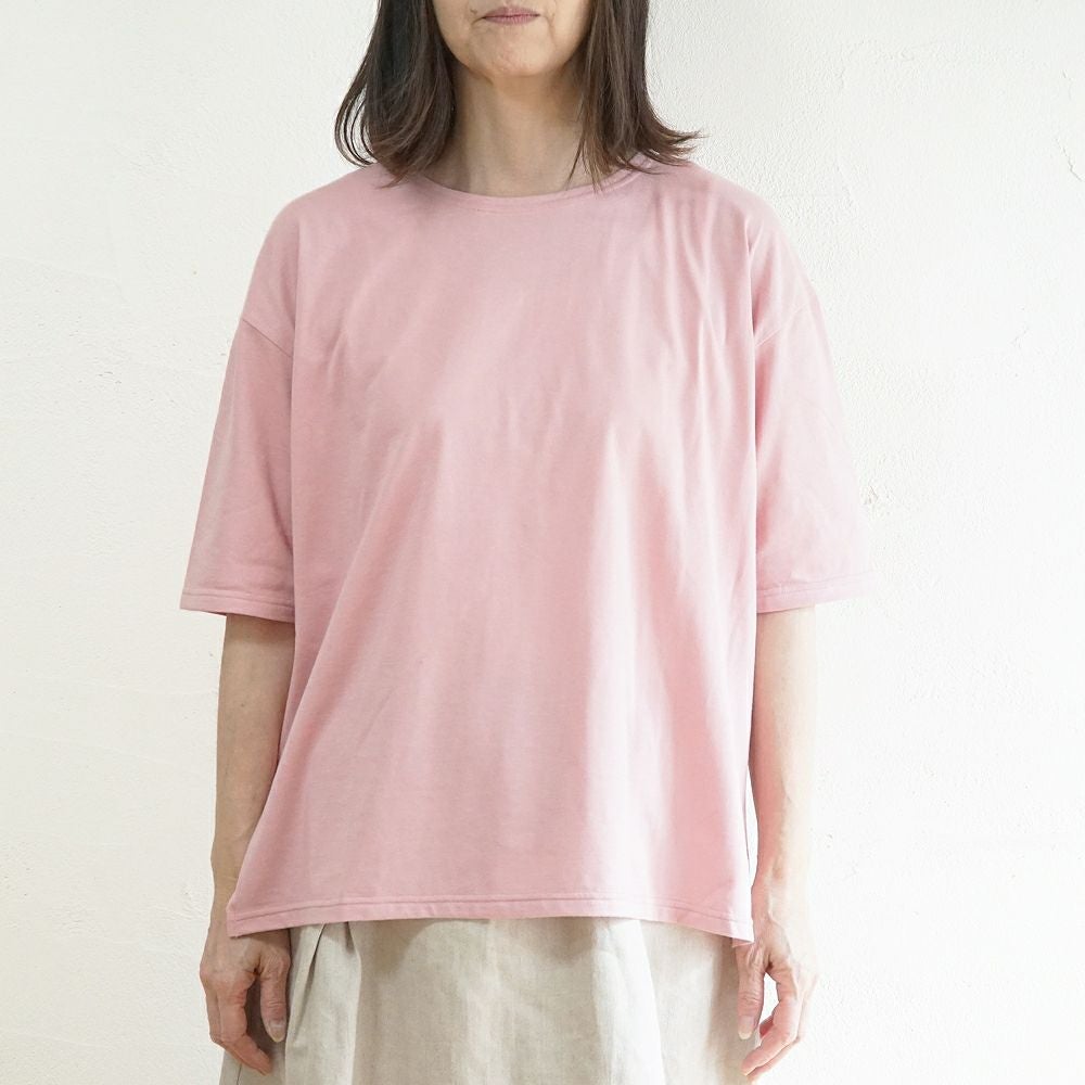 Branch m‘.,ブランチエム,ナチュラル,30代,40代,50代,60代,コットン,ゆったり,綿,Tシャツ,ビッグシルエット,オーバーシルエット,オーバーサイズ,カットソー,５分袖,５分袖Tシャツ