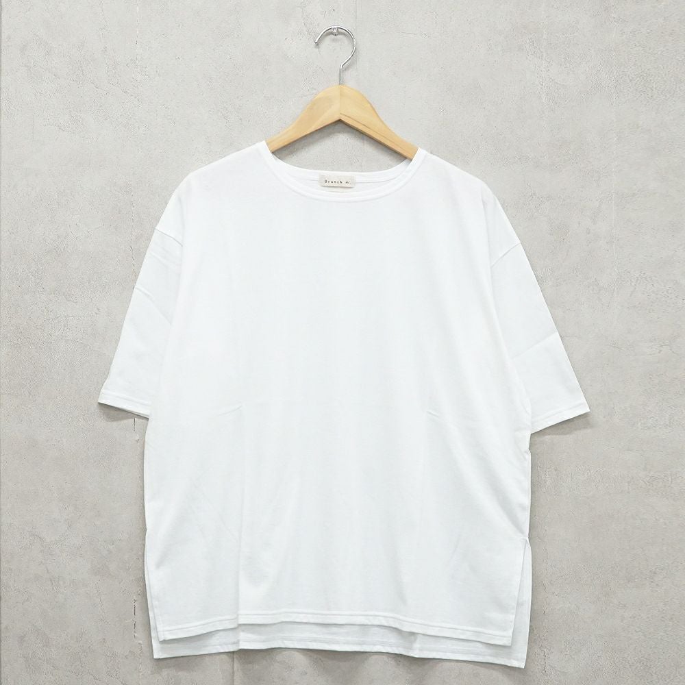 Branch m‘.,ブランチエム,ナチュラル,30代,40代,50代,60代,コットン,ゆったり,綿,Tシャツ,ビッグシルエット,オーバーシルエット,オーバーサイズ,カットソー,５分袖,５分袖Tシャツ