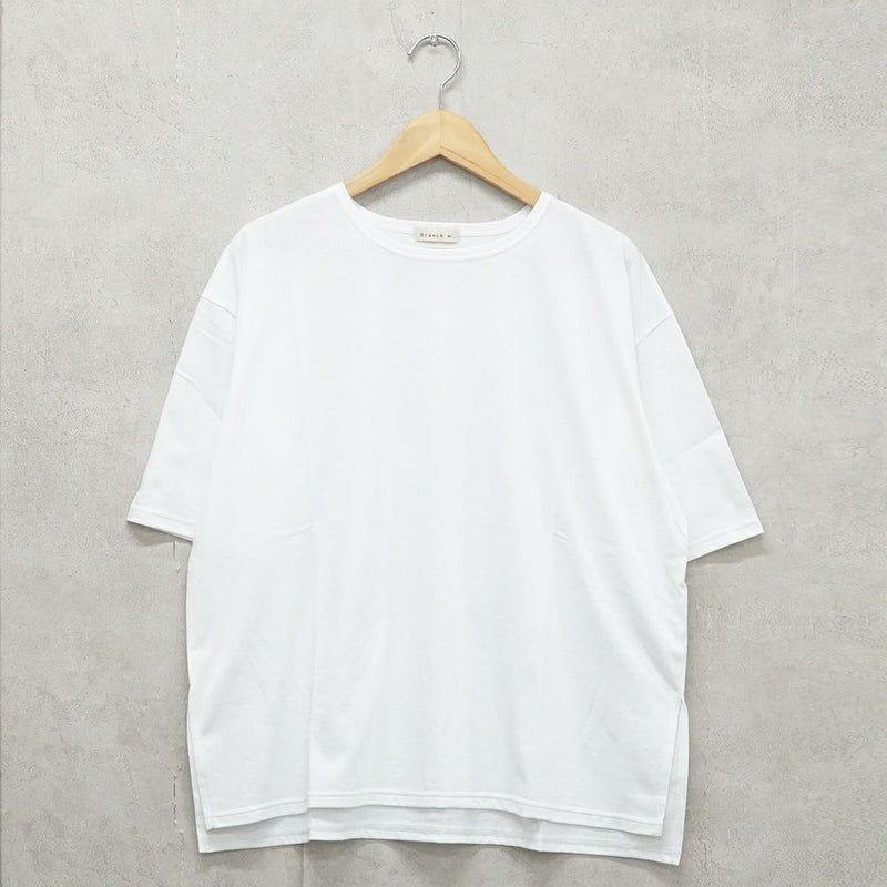 Branch m‘.,ブランチエム,ナチュラル,30代,40代,50代,60代,コットン,ゆったり,綿,Tシャツ,ビッグシルエット,オーバーシルエット,オーバーサイズ,カットソー,５分袖,５分袖Tシャツ
