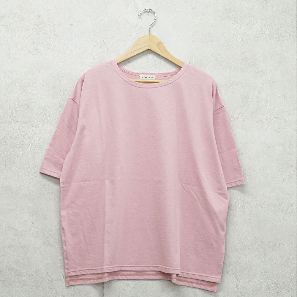 Branch m‘.,ブランチエム,ナチュラル,30代,40代,50代,60代,コットン,ゆったり,綿,Tシャツ,ビッグシルエット,オーバーシルエット,オーバーサイズ,カットソー,５分袖,５分袖Tシャツ