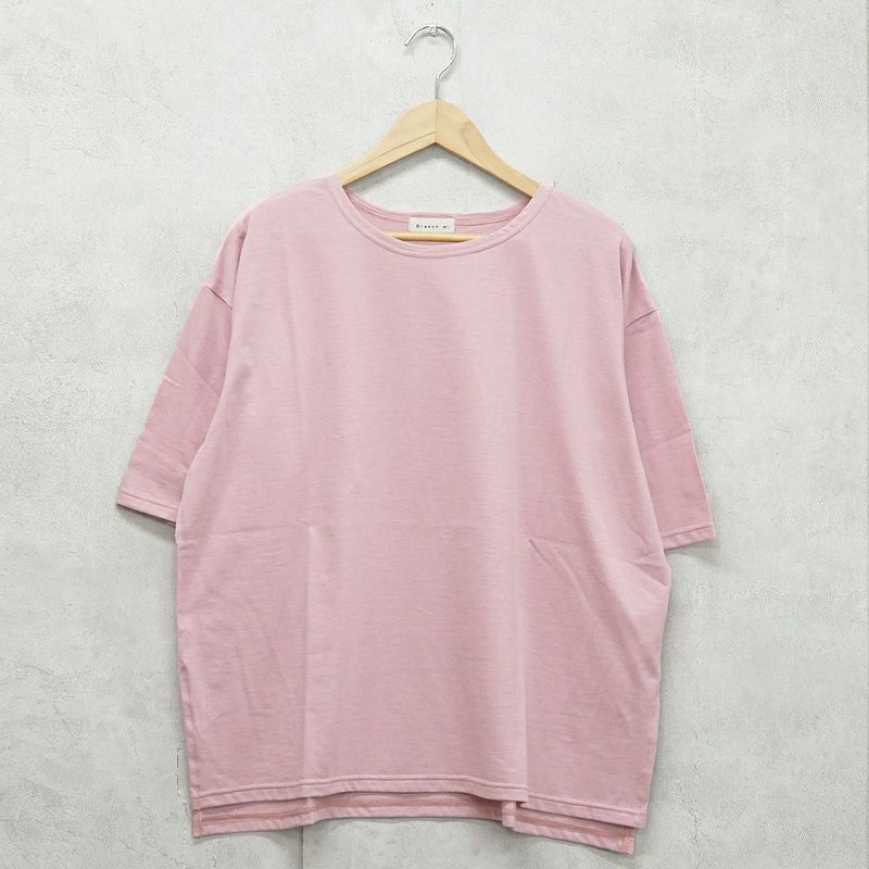 Branch m‘.,ブランチエム,ナチュラル,30代,40代,50代,60代,コットン,ゆったり,綿,Tシャツ,ビッグシルエット,オーバーシルエット,オーバーサイズ,カットソー,５分袖,５分袖Tシャツ