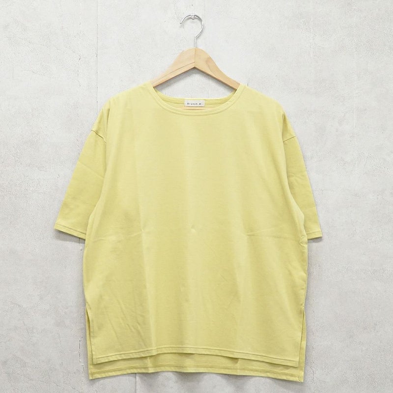 Branch m‘.,ブランチエム,ナチュラル,30代,40代,50代,60代,コットン,ゆったり,綿,Tシャツ,ビッグシルエット,オーバーシルエット,オーバーサイズ,カットソー,５分袖,５分袖Tシャツ