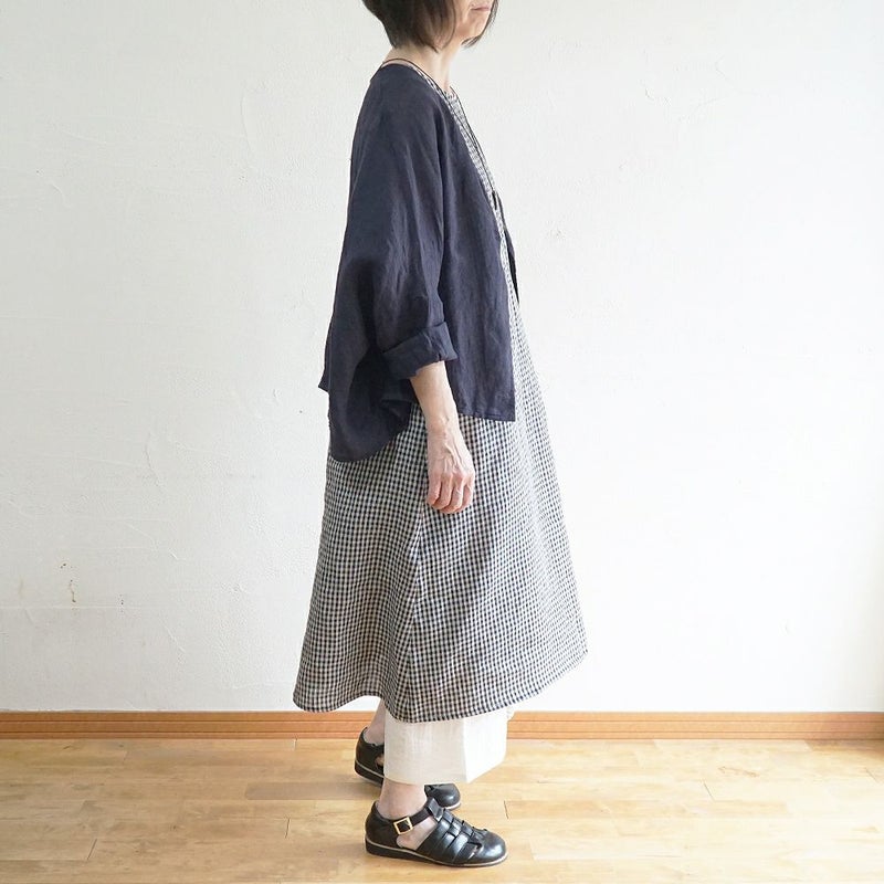 Branch m‘.,ブランチエム,ナチュラル,30代,40代,50代,60代,リネン,ゆったり,ワンピース,リネンワンピース,ノースリーブワンピース,花柄,花柄ワンピース,チェック,ギンガムチェック,チェックワンピース