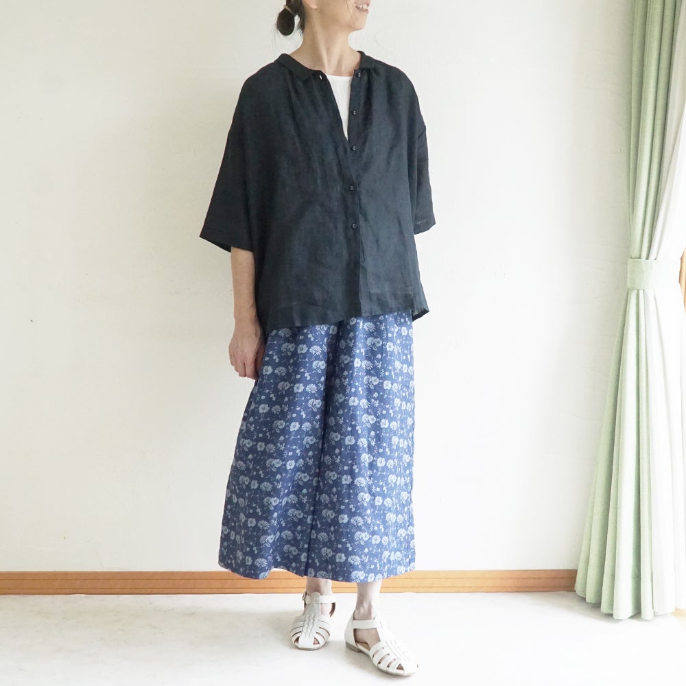 Branch m‘.,ブランチエム,ナチュラル,30代,40代,50代,60代,リネン,ゆったり,パンツ,リネンパンツ,ワイドパンツ,ギャザーパンツ,花柄パンツ,花柄,チェック,ギンガムチェック,チェックパンツ,スカパン 