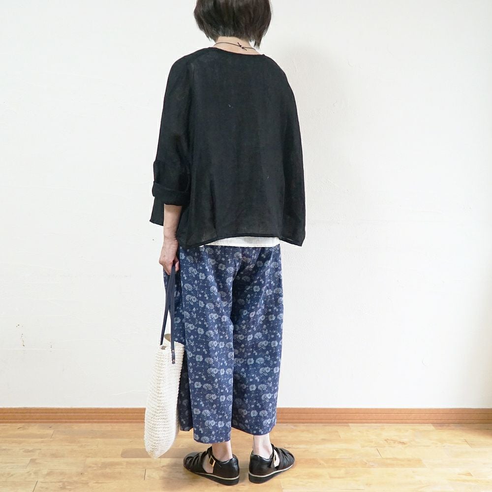 Branch m‘.,ブランチエム,ナチュラル,30代,40代,50代,60代,リネン,ゆったり,パンツ,リネンパンツ,ワイドパンツ,ギャザーパンツ,花柄パンツ,花柄,チェック,ギンガムチェック,チェックパンツ,スカパン 