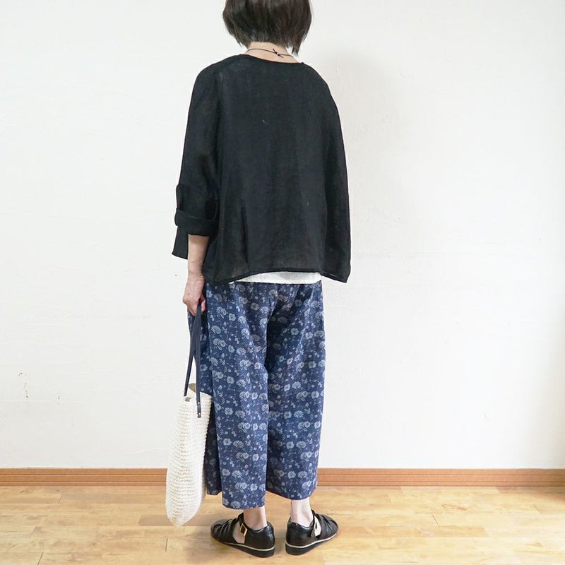 Branch m‘.,ブランチエム,ナチュラル,30代,40代,50代,60代,リネン,ゆったり,パンツ,リネンパンツ,ワイドパンツ,ギャザーパンツ,花柄パンツ,花柄,チェック,ギンガムチェック,チェックパンツ,スカパン 