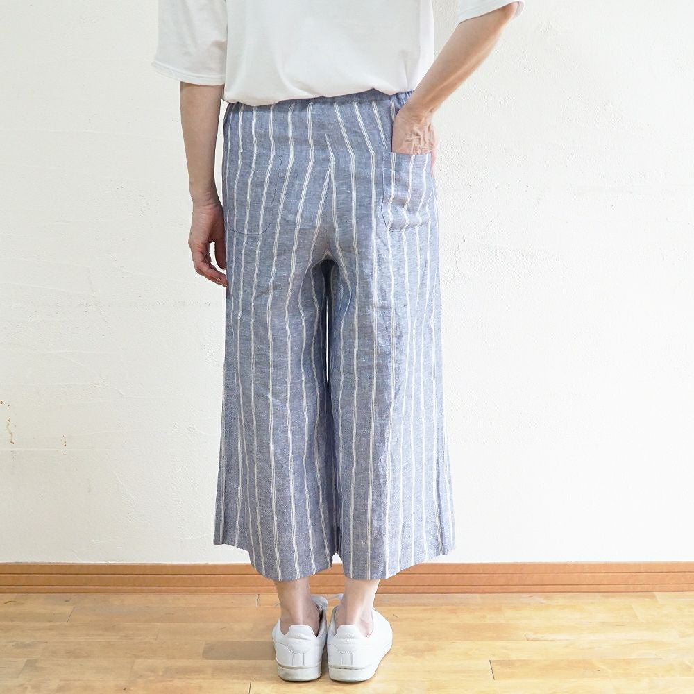 Branch m‘.,ブランチエム,ナチュラル,30代,40代,50代,60代,リネン,ゆったり,パンツ,リネンパンツ,ワイドパンツ,ストライプ,ストライプパンツ,