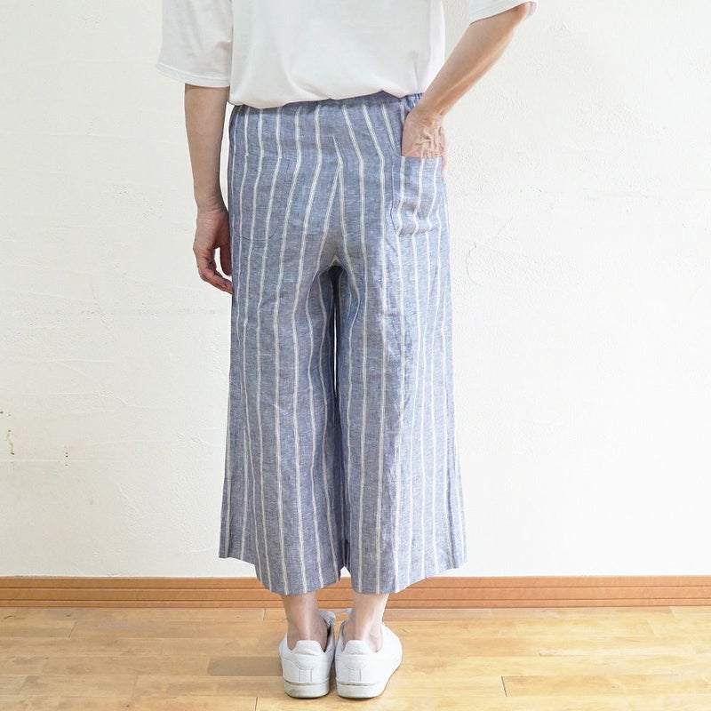 Branch m‘.,ブランチエム,ナチュラル,30代,40代,50代,60代,リネン,ゆったり,パンツ,リネンパンツ,ワイドパンツ,ストライプ,ストライプパンツ,