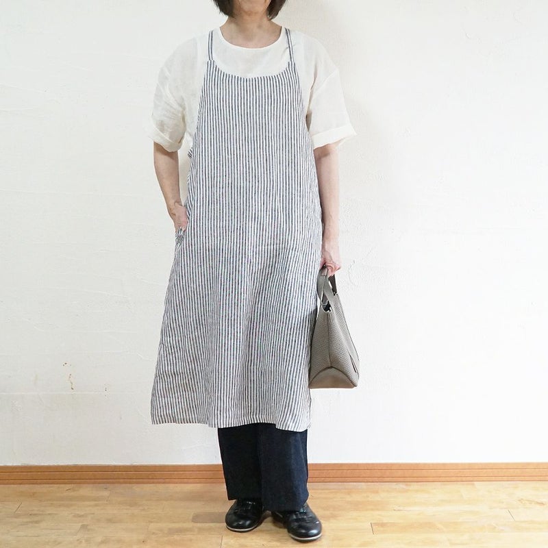 Branch m‘.,ブランチエム,ナチュラル,30代,40代,50代,60代,リネン,ゆったり,ワンピース,リネンワンピース,ストライプワンピース,ストライプ,キャミソールワンピース,キャミワンピ