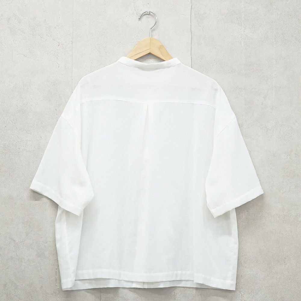 Branch m‘.,ブランチエム,ナチュラル,30代,40代,50代,60代,コットン,綿,ゆったり,ブラウス,コットンブラウス,バンドカラーブラウス,スタンドカラーブラウス,コットンシャツ,シャツ,５分袖,コットンボイルガーゼ,