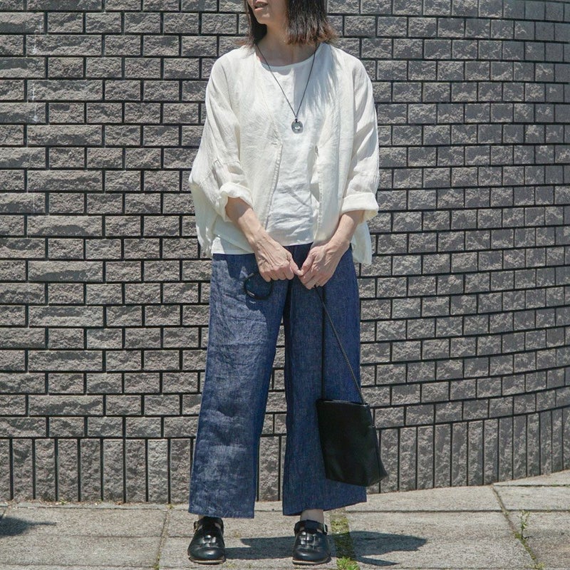 Branch m‘.,ブランチエム,ナチュラル,30代,40代,50代,60代,リネン,麻,ゆったり,パンツ,デニム,デニムパンツ,リネンデニム,ワイドパンツ,ワイドストレートパンツ,ストレートパンツ,デニムワイドパンツ,