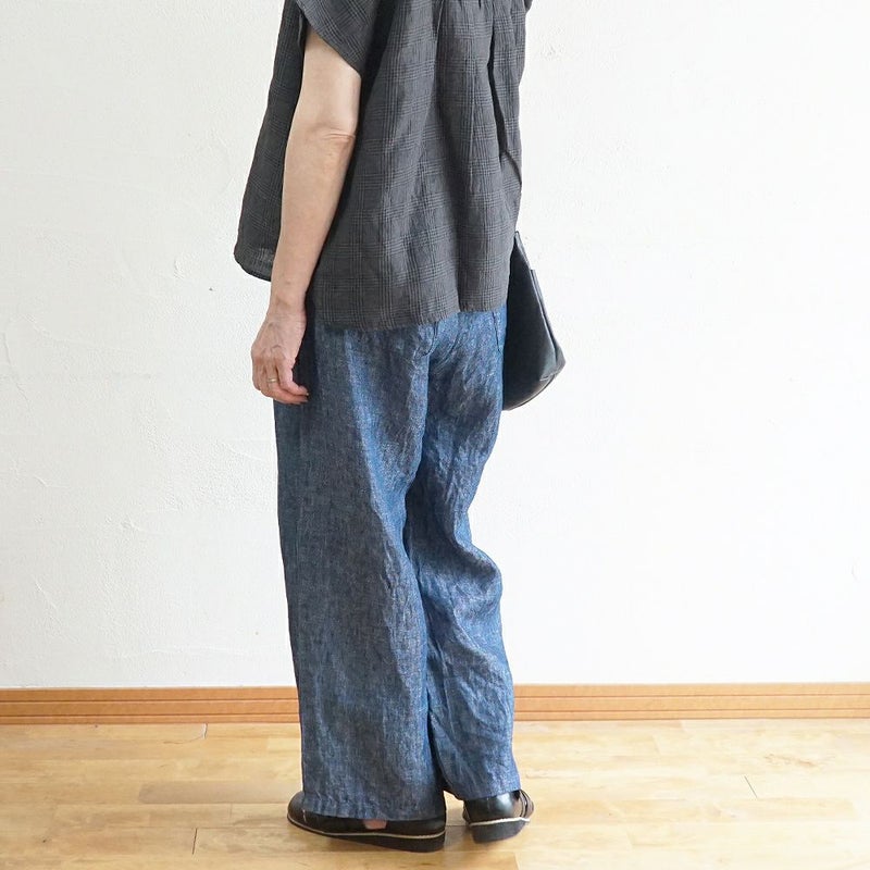 Branch m‘.,ブランチエム,ナチュラル,30代,40代,50代,60代,リネン,麻,ゆったり,パンツ,デニム,デニムパンツ,リネンデニム,ワイドパンツ,ワイドストレートパンツ,ストレートパンツ,デニムワイドパンツ,