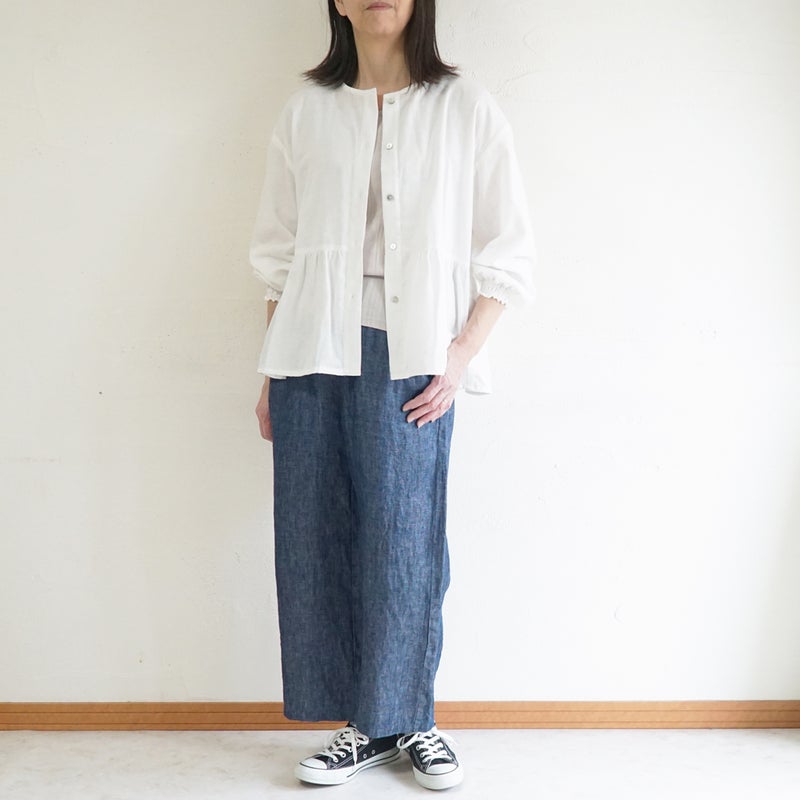 Branch m‘.,ブランチエム,ナチュラル,30代,40代,50代,60代,リネン,麻,ゆったり,パンツ,デニム,デニムパンツ,リネンデニム,ワイドパンツ,ワイドストレートパンツ,ストレートパンツ,デニムワイドパンツ,
