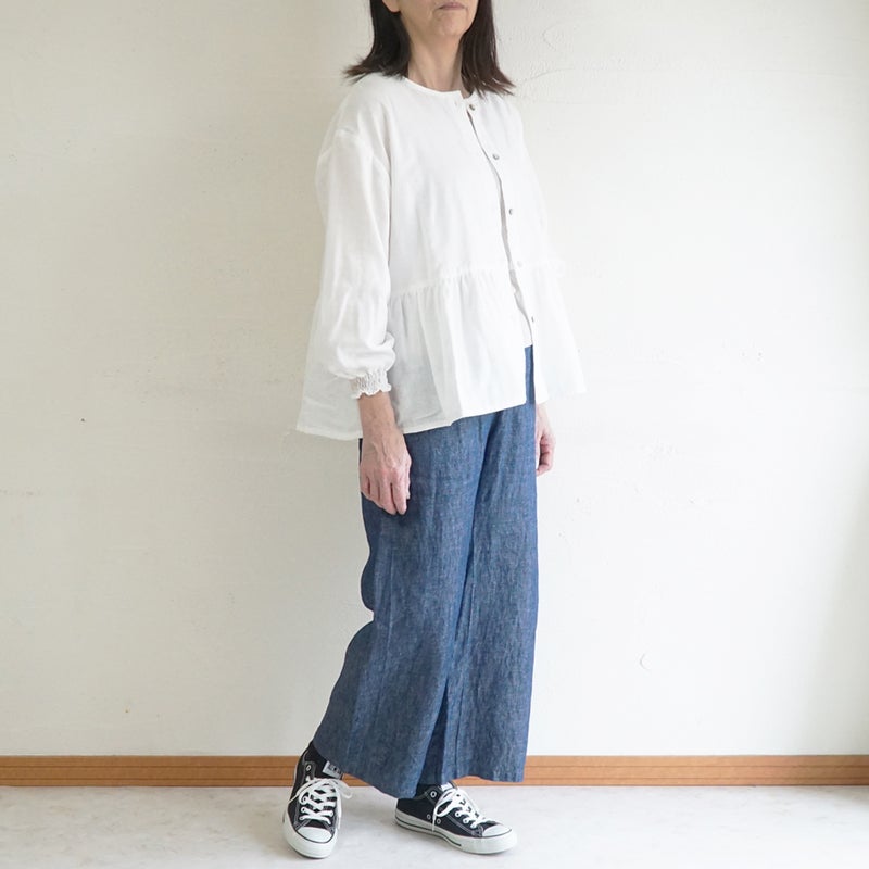 Branch m‘.,ブランチエム,ナチュラル,30代,40代,50代,60代,リネン,麻,ゆったり,パンツ,デニム,デニムパンツ,リネンデニム,ワイドパンツ,ワイドストレートパンツ,ストレートパンツ,デニムワイドパンツ,