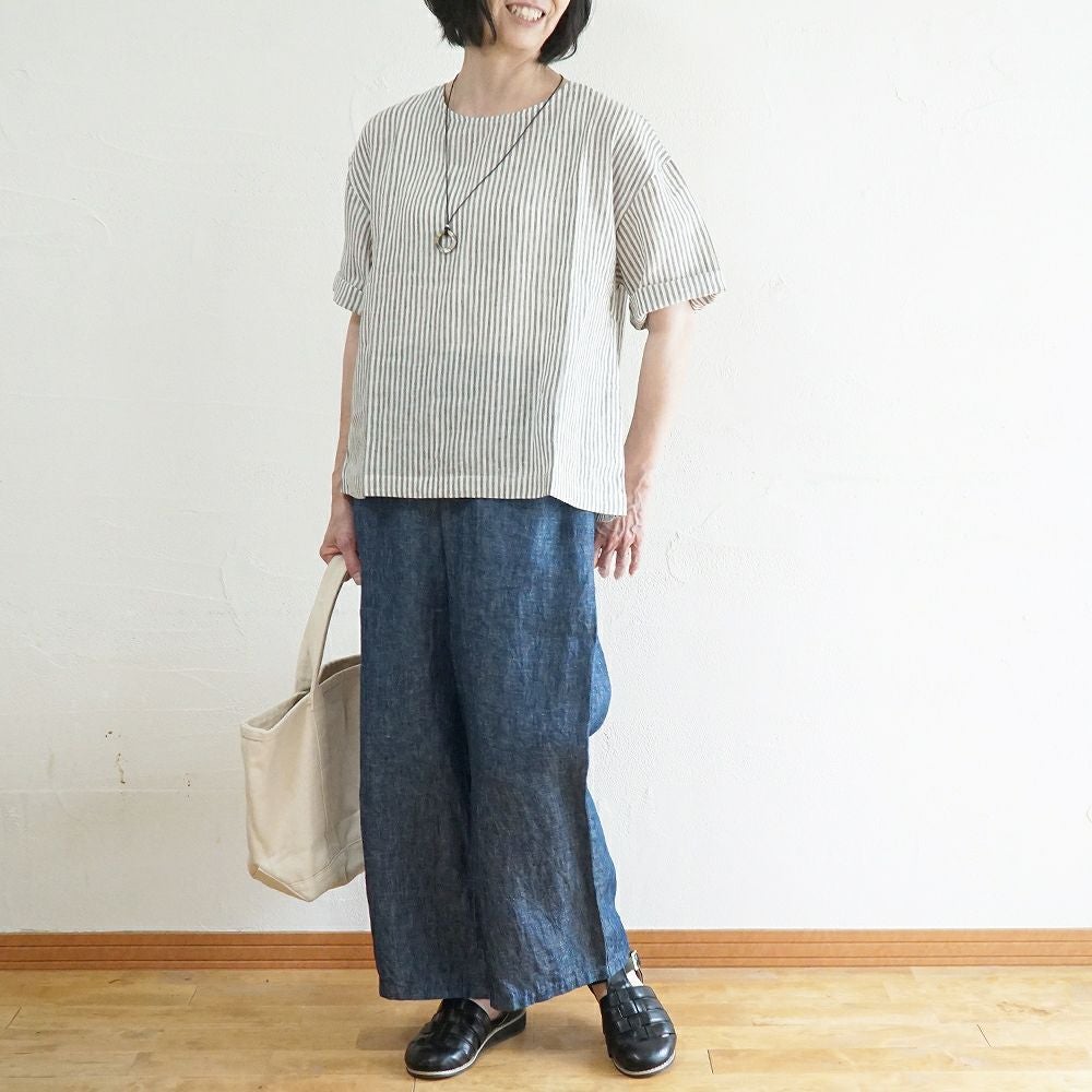 Branch m‘.,ブランチエム,ナチュラル,30代,40代,50代,60代,リネン,麻,ゆったり,パンツ,デニム,デニムパンツ,リネンデニム,ワイドパンツ,ワイドストレートパンツ,ストレートパンツ,デニムワイドパンツ,