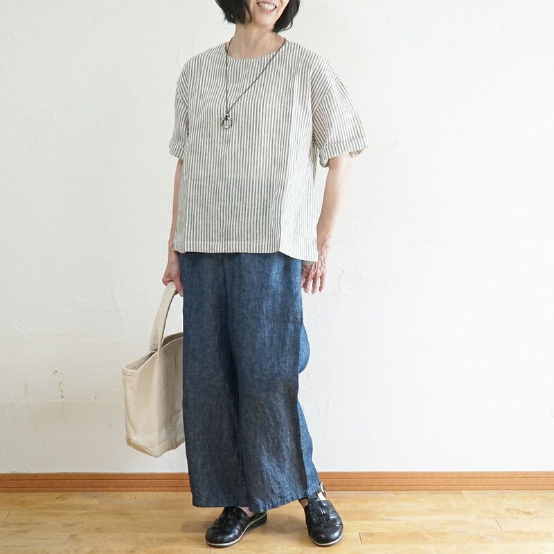 Branch m‘.,ブランチエム,ナチュラル,30代,40代,50代,60代,リネン,麻,ゆったり,パンツ,デニム,デニムパンツ,リネンデニム,ワイドパンツ,ワイドストレートパンツ,ストレートパンツ,デニムワイドパンツ,
