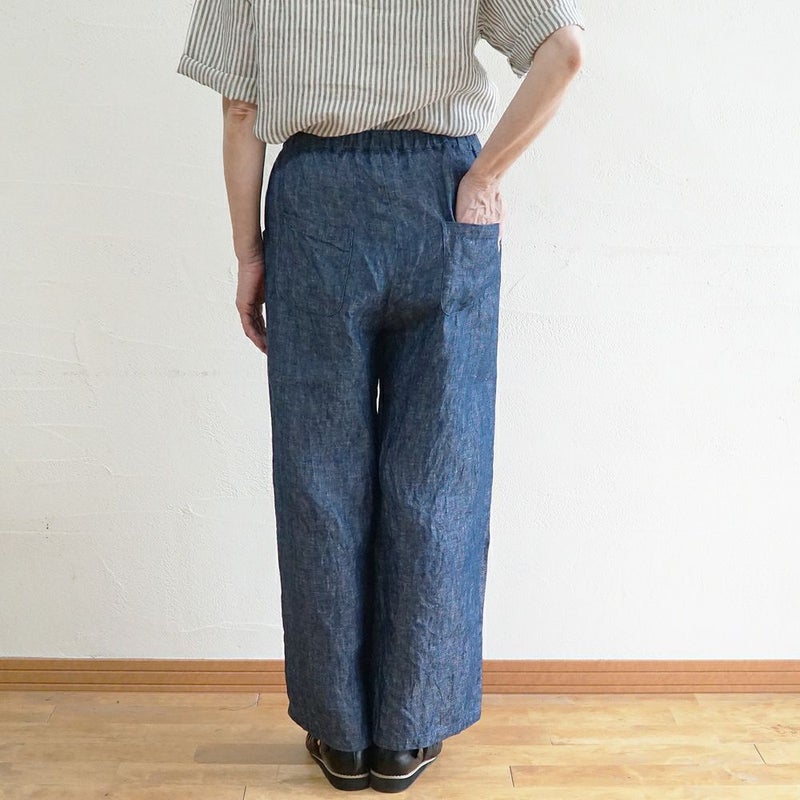 Branch m‘.,ブランチエム,ナチュラル,30代,40代,50代,60代,リネン,麻,ゆったり,パンツ,デニム,デニムパンツ,リネンデニム,ワイドパンツ,ワイドストレートパンツ,ストレートパンツ,デニムワイドパンツ,