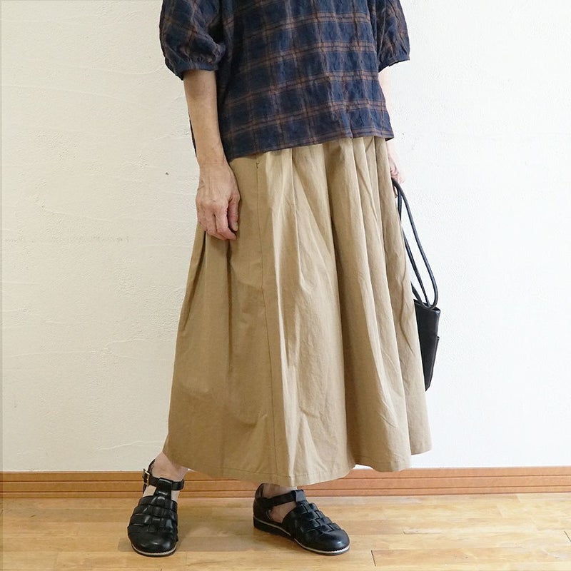 Branch m‘.,ブランチエム,ナチュラル,30代,40代,50代,60代,リネン,ゆったり,麻,コットンリネン,綿麻,スカート,チノスカート,タックスカート,フレアスカート