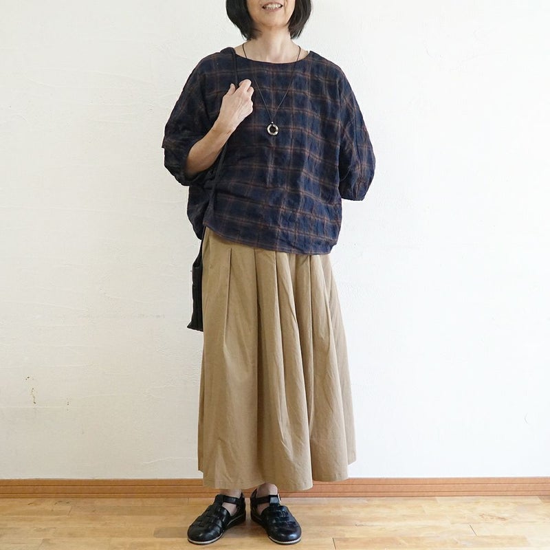Branch m‘.,ブランチエム,ナチュラル,30代,40代,50代,60代,リネン,ゆったり,麻,コットンリネン,綿麻,スカート,チノスカート,タックスカート,フレアスカート