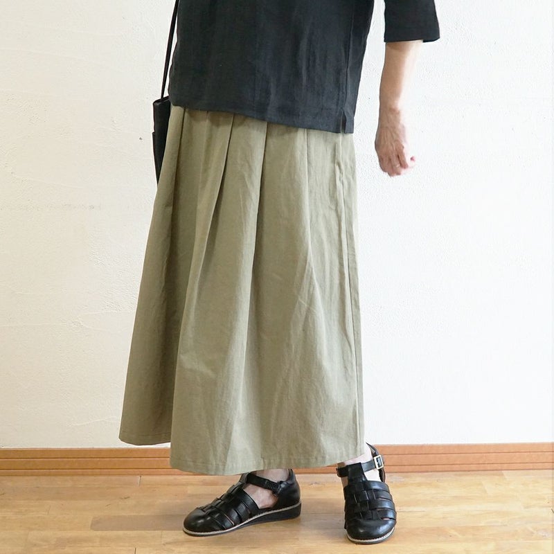 Branch m‘.,ブランチエム,ナチュラル,30代,40代,50代,60代,リネン,ゆったり,麻,コットンリネン,綿麻,スカート,チノスカート,タックスカート,フレアスカート