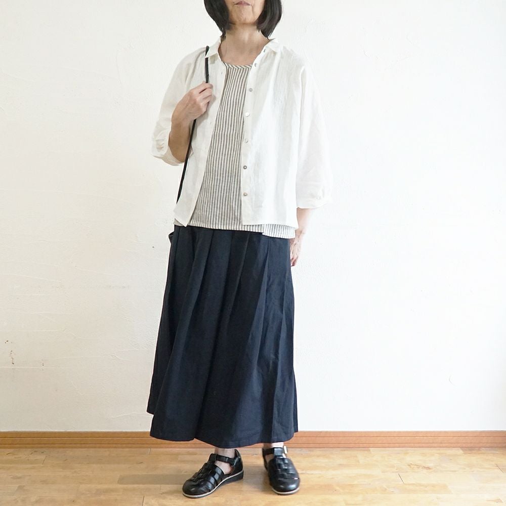 Branch m‘.,ブランチエム,ナチュラル,30代,40代,50代,60代,リネン,ゆったり,麻,コットンリネン,綿麻,スカート,チノスカート,タックスカート,フレアスカート