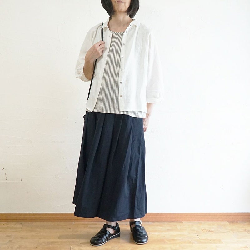 Branch m‘.,ブランチエム,ナチュラル,30代,40代,50代,60代,リネン,ゆったり,麻,コットンリネン,綿麻,スカート,チノスカート,タックスカート,フレアスカート