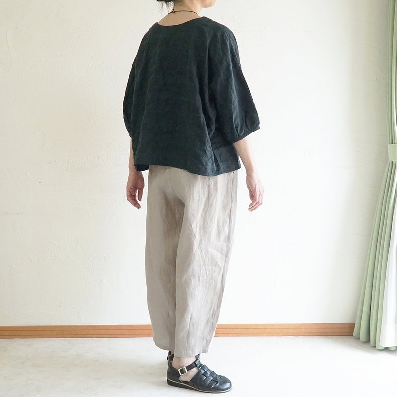 Branch m‘.,ブランチエム,ナチュラル,30代,40代,50代,60代,コットン,ゆったり,綿,チェック,ドルマンブラウス,ドルマンシルエット,チェックブラウス,シャーリングチェック,