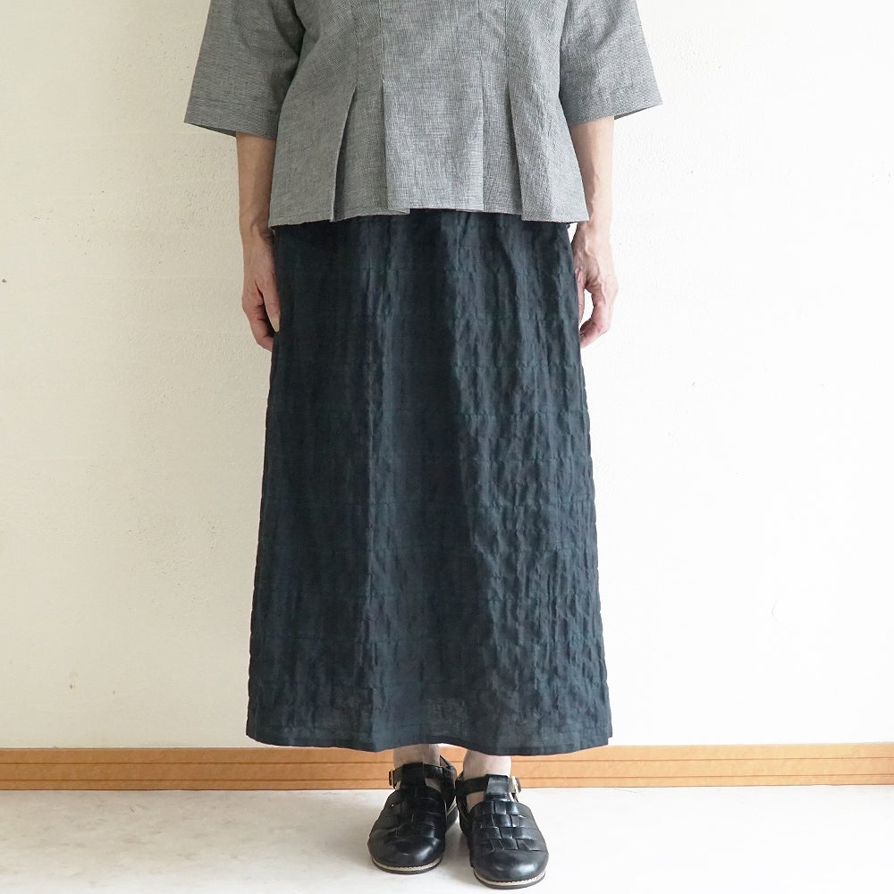 Branch m‘.,ブランチエム,ナチュラル,30代,40代,50代,60代,コットン,ゆったり,綿,チェック,スカート,ギャザースカート,チェックスカート,シャーリングチェック,