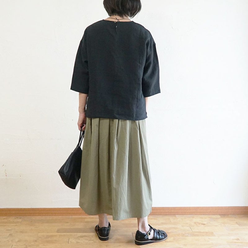 Branch m‘.,ブランチエム,ナチュラル,30代,40代,50代,60代,リネン,ゆったり,ブラウス,リネンブラウス,7分袖,プルオーバー,プルオーバーブラウス, Tシャツ
