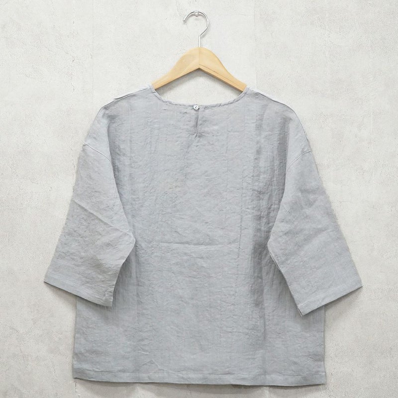 Branch m‘.,ブランチエム,ナチュラル,30代,40代,50代,60代,リネン,ゆったり,ブラウス,リネンブラウス,7分袖,プルオーバー,プルオーバーブラウス, Tシャツ