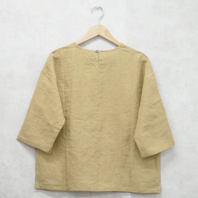 Branch m‘.,ブランチエム,ナチュラル,30代,40代,50代,60代,リネン,ゆったり,ブラウス,リネンブラウス,7分袖,プルオーバー,プルオーバーブラウス, Tシャツ
