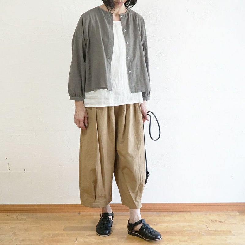 Branch m‘.,ブランチエム,ナチュラル,30代,40代,50代,60代,コットン,綿,ゆったり,ブラウス,コットンブラウス,綿ローン,東炊き,シアーブラウス,シアーシャツ,ノーカラーブラウス