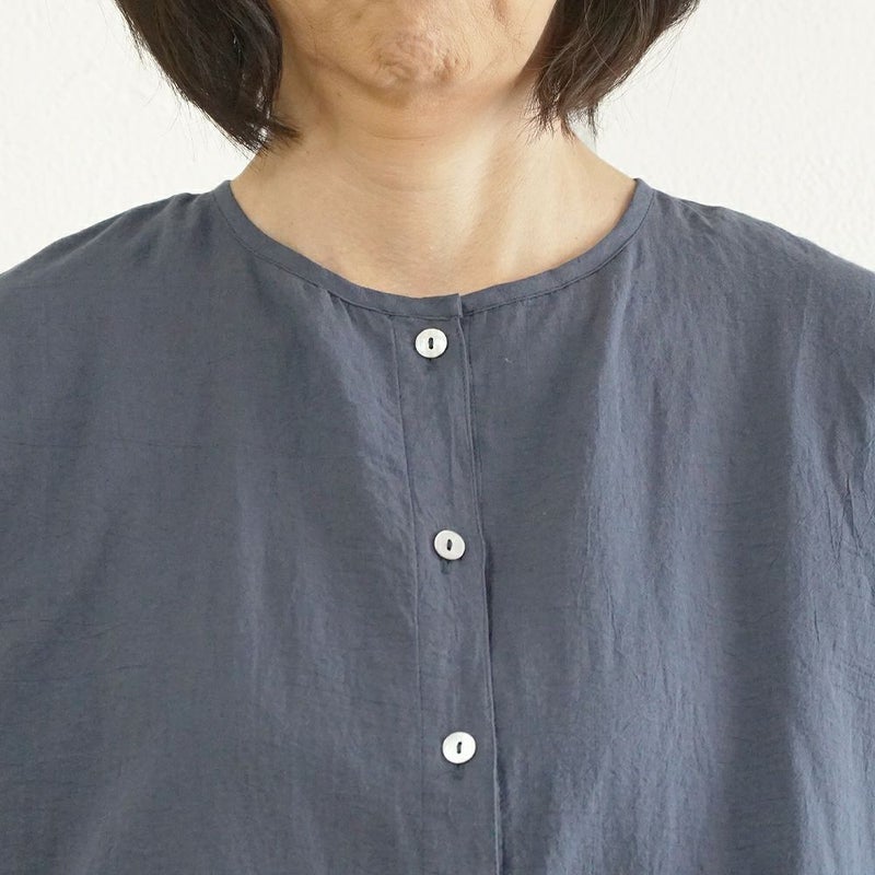 Branch m‘.,ブランチエム,ナチュラル,30代,40代,50代,60代,コットン,綿,ゆったり,ブラウス,コットンブラウス,綿ローン,東炊き,シアーブラウス,シアーシャツ,ノーカラーブラウス