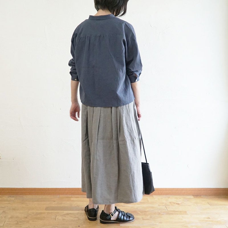 Branch m‘.,ブランチエム,ナチュラル,30代,40代,50代,60代,コットン,綿,ゆったり,ブラウス,コットンブラウス,綿ローン,東炊き,シアーブラウス,シアーシャツ,ノーカラーブラウス