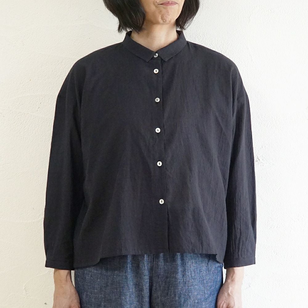 Branch m‘.,ブランチエム,ナチュラル,30代,40代,50代,60代,コットン,綿,ゆったり,ブラウス,コットンブラウス,綿ローン,東炊き,シアーブラウス,シアーシャツ,ノーカラーブラウス